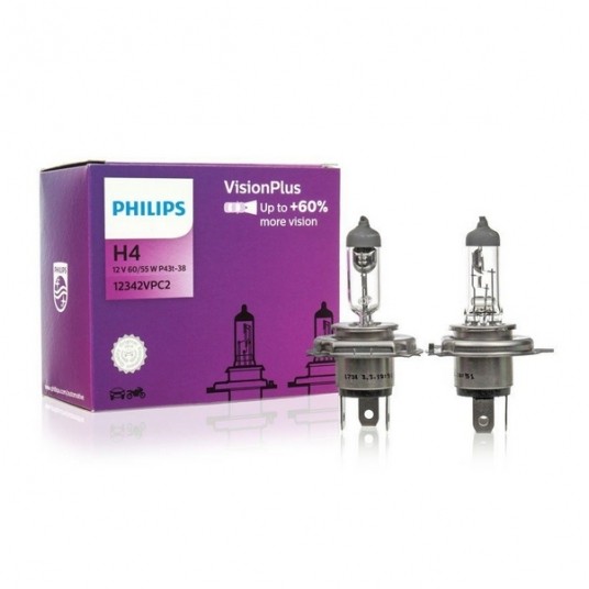 12V H4 60/55W P43T VISION PLUS +60% KPL.2SZT. -zdjęcie numer 1