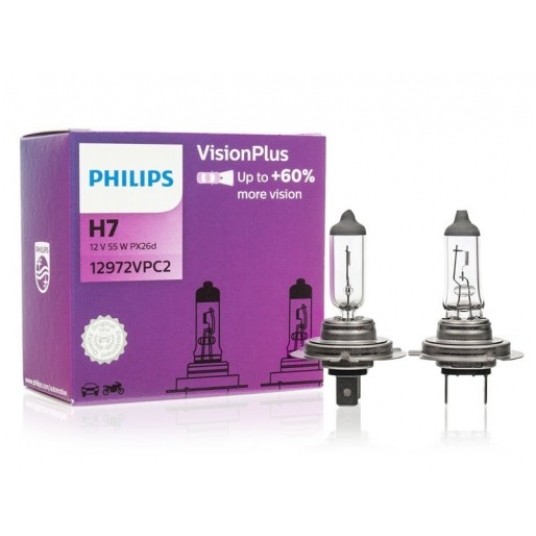 12V H7 55W VISION PLUS +60% KPL. 2 SZT. -zdjęcie numer 1