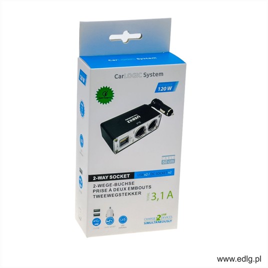 DWÓJNIK SAM 12/24V + 2xUSB 2,1/1A 120W -zdjęcie numer 1