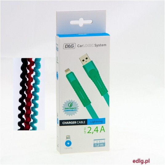 KABEL IPHONE 1,2M AQUA 2,4A FLEX -zdjęcie numer 1