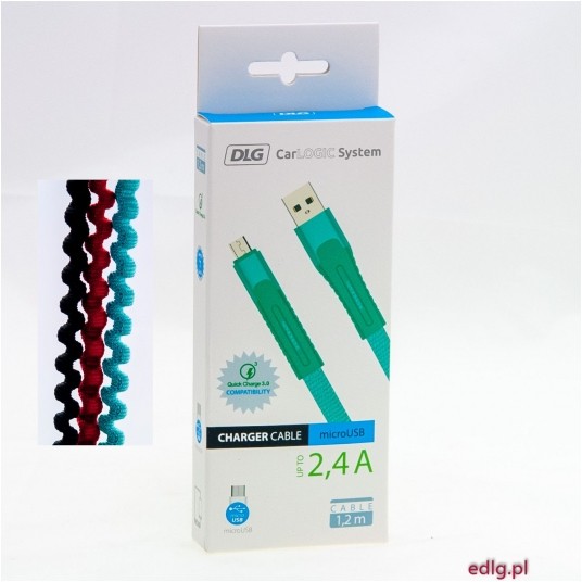 KABEL MICRO USB 1,2M AQUA 2,4A FLEX -zdjęcie numer 1