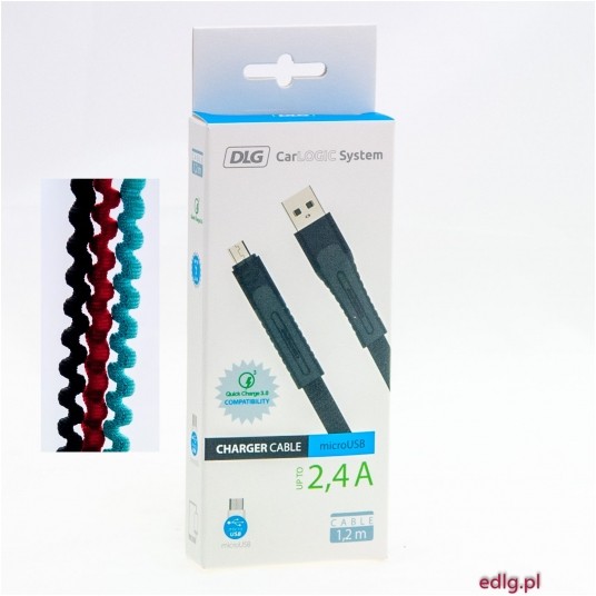 KABEL MICRO USB 1,2M CZARNY 2,4A FLEX -zdjęcie numer 1