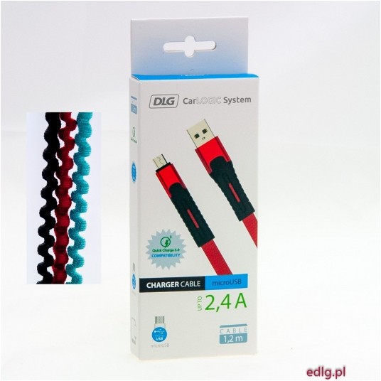 KABEL MICRO USB 1,2M CZERWONY 2,4A FLEX -zdjęcie numer 1