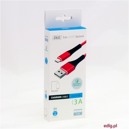 KABEL MICRO USB 100CM RED 3A -zdjęcie numer 1