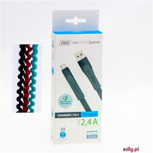 KABEL TYP C 1,2M CZARNY 2,4A FLEX -zdjęcie numer 1