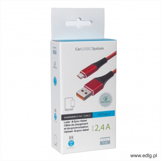 KABEL TYP C 100CM RED 3A -zdjęcie numer 1