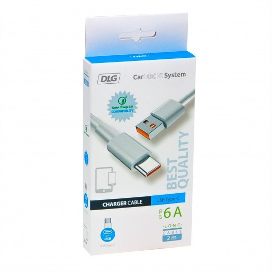 KABEL TYP C 6A 200CM HQ WHITE -zdjęcie numer 1
