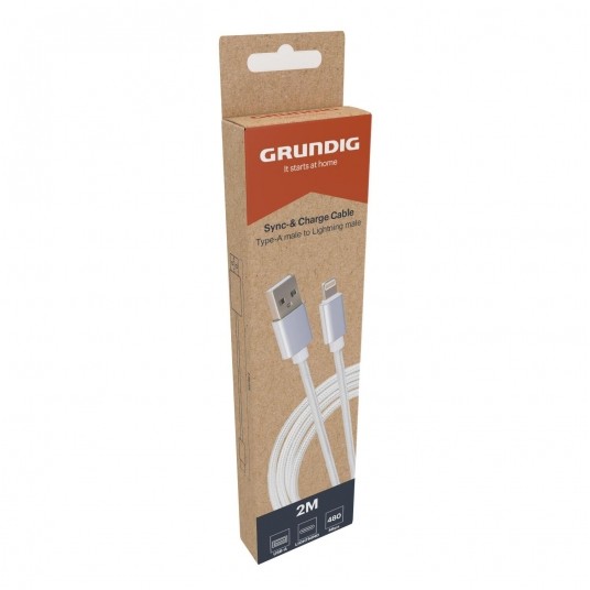 KABEL USB IPHONE 2M BIAŁY (24) GRUNDIG -zdjęcie numer 1