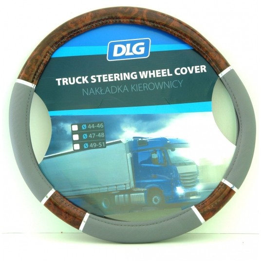 KIEROWNICA 47X48 TRUCK DREWNO-SZARY-SREBR PASEK -zdjęcie numer 1