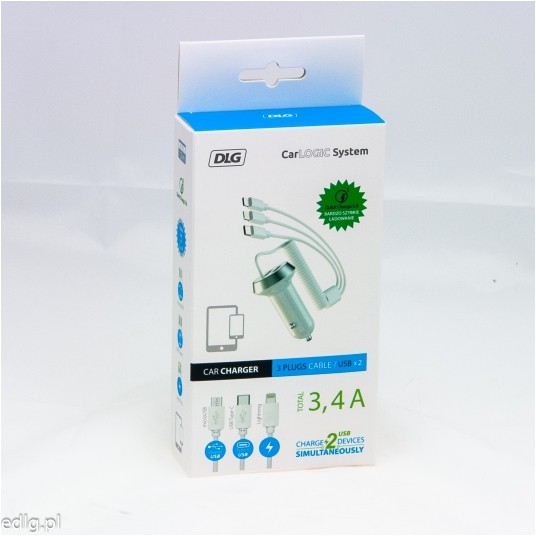 ŁADOWARKA + KABLE IPHONE/MICRO USB/TYP-C 2XUSB -zdjęcie numer 1