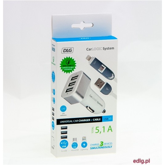 ŁADOWARKA MICRO USB + IPHONE 5 6 3xUSB 5,1A TOTAL -zdjęcie numer 1