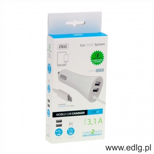 ŁADOWARKA SAM MICRO USB + 2xUSB 3,1A 1,2M KABEL -zdjęcie numer 1