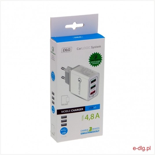 ŁADOWARKA SIECIOWA 3XUSB 4,8A 30W BIAŁA -zdjęcie numer 1