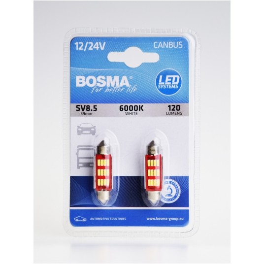 LED 12/24V SV8.5 39mm 1,2W BIAŁA -zdjęcie numer 1