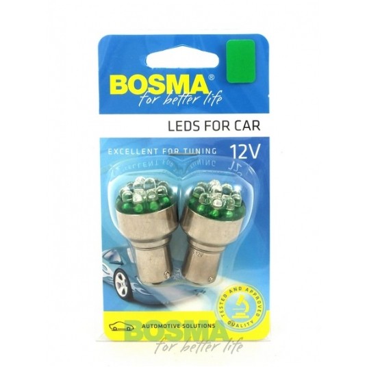 LED 12V 12LED BA15S ZIELONA -zdjęcie numer 1