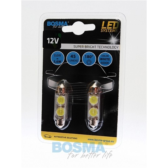LED 12V 2XSMD SV8,5 10X41 BIAŁA 2SZT -zdjęcie numer 1