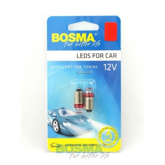 LED 12V 5W BA9s COKÓŁ CZERWONA STOŻEK -zdjęcie numer 1