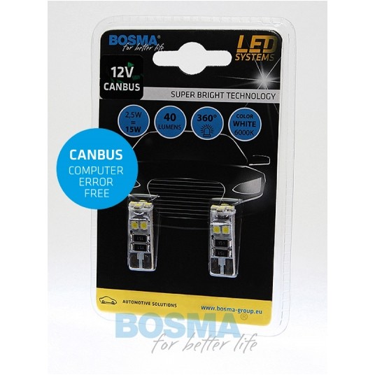 LED 12V 5W T 10 CANBUS 8 LED BIAŁA 2SZT -zdjęcie numer 1