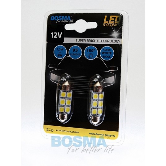 LED 12V 6XSMD SV8,5 10X39 BIAŁA 2SZT -zdjęcie numer 1