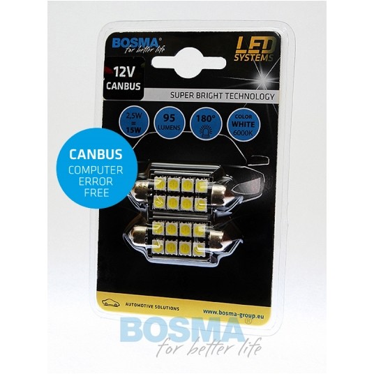 LED 12V 6XSMD SV8,5 15X41 CANBUS BIAŁA 2SZT -zdjęcie numer 1