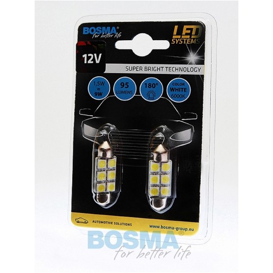 LED 12V SMD RURKA 10X36 6XLED BIAŁA 2SZT -zdjęcie numer 1