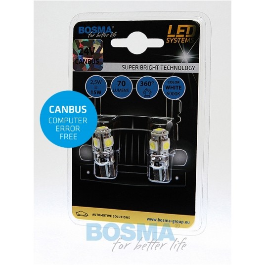 LED 24V 5W T10 CANBUS 5 LED BIAŁA 2SZT -zdjęcie numer 1