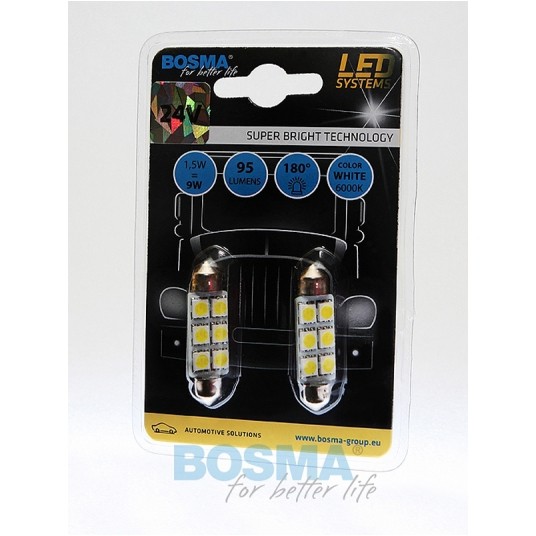 LED 24V SMD RURKA 10X41 6XLED BIAŁA 2SZT -zdjęcie numer 1
