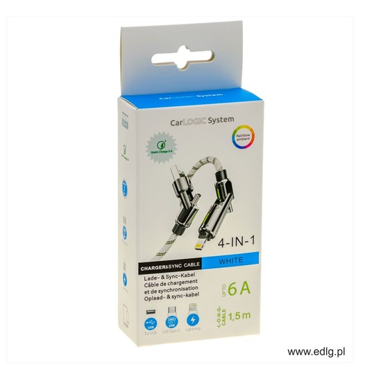 NEW KABEL ROZPINANY WHITE 4-IN-1 1,5M 6A -zdjęcie numer 1