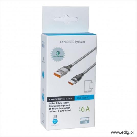 NEW KABEL TYP C 100 CM 6A SZNURÓWKA SILVER -zdjęcie numer 1