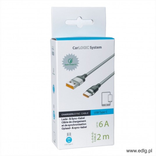 NEW KABEL TYP C 200 CM 6A SZNURÓWKA SILVER -zdjęcie numer 1