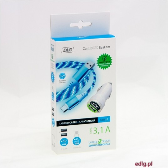 PORT 2 X USB 3,1A TOTAL + KABEL MICRO USB PODŚW. -zdjęcie numer 1