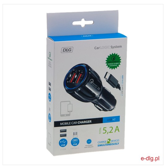 PORT 2XUSB 5,2A SUPER FAST +KABEL 1,2 M TYP C -zdjęcie numer 1