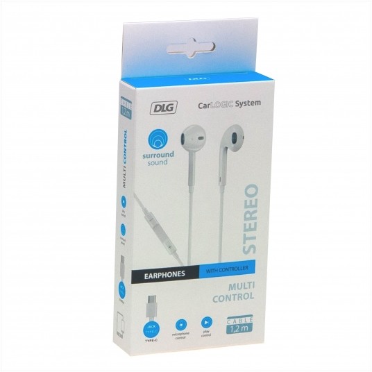 SŁUCHAWKI BIAŁE TYP-C STEREO 1,2M KABEL -zdjęcie numer 1