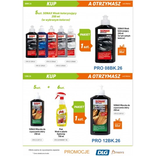SONAX DO SKÓRY 5szt+ 6szt HYDROREP + 1szt GRATIS -zdjęcie numer 1