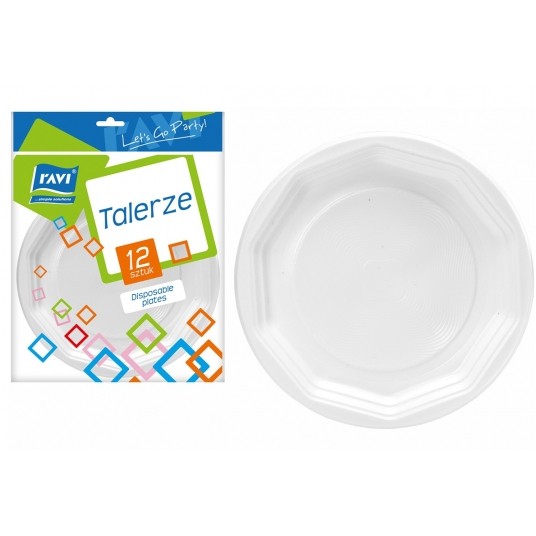 TALERZE PAPIEROWE 12 SZTUK 22,5cm RAVI -zdjęcie numer 1