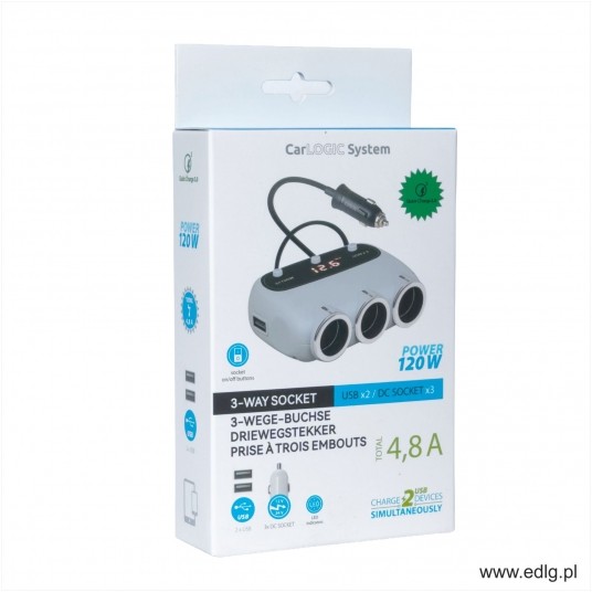 TRÓJNIK 12-24V 120W 2XUSB 4,8 A TOTAL WYŚWIETLACZ -zdjęcie numer 1