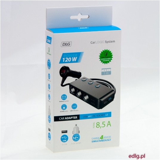 TRÓJNIK 12/24V DC SOCKE X3+ 4X USB 120W VOLTOMIERZ -zdjęcie numer 1