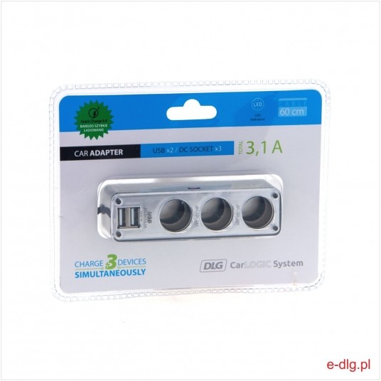 TRÓJNIK SAM 12/24V + 2xUSB TOTAL 3,1A -zdjęcie numer 1