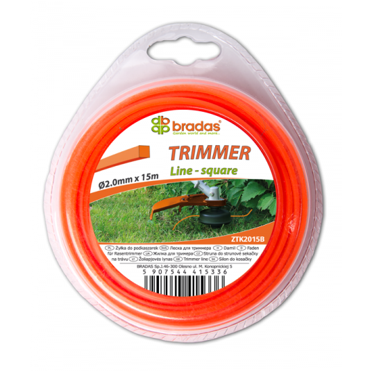 ŻYŁKA TRIMMER KWADRAT 2,7MMX15M ORANGE DO KOSIAREK -zdjęcie numer 1