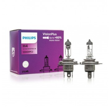 12V H4 60/55W P43T VISION PLUS +60% KPL.2SZT.