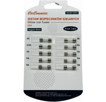 BEZPIECZNIKI SZKLANE 20mm 10SZT KPL