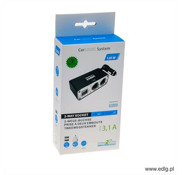 DWÓJNIK SAM 12/24V + 2xUSB 2,1/1A 120W