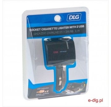 GNIAZDO ZAPALNICZKI + 2xUSB 2,1A ŁAMANE