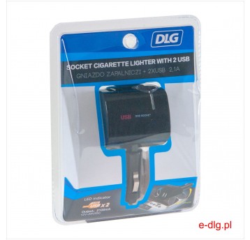 GNIAZDO ZAPALNICZKI + 2xUSB 2,1A ŁAMANE