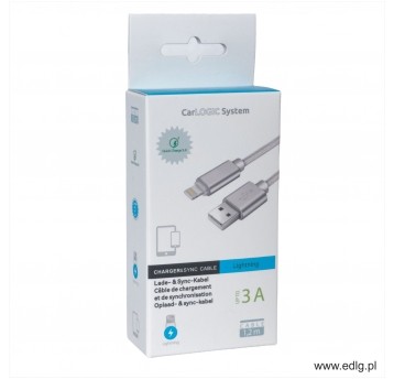 KABEL IPHONE 1,2 M 3A TRANSFER DATA WHITE
