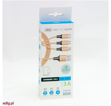 KABEL ŁADOWARKI 1,2M IPHONE5/TYP C/MICROUSB GOLD