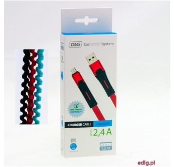 KABEL MICRO USB 1,2M CZERWONY 2,4A FLEX