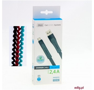 KABEL TYP C 1,2M CZARNY 2,4A FLEX