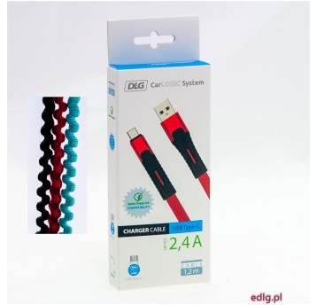 KABEL TYP C 1,2M CZERWONY 2,4A FLEX