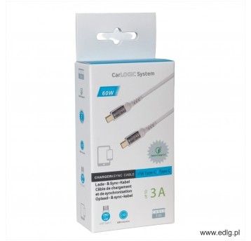 KABEL TYP C - TYP C 1M 3A 60W WHITE PODŚW